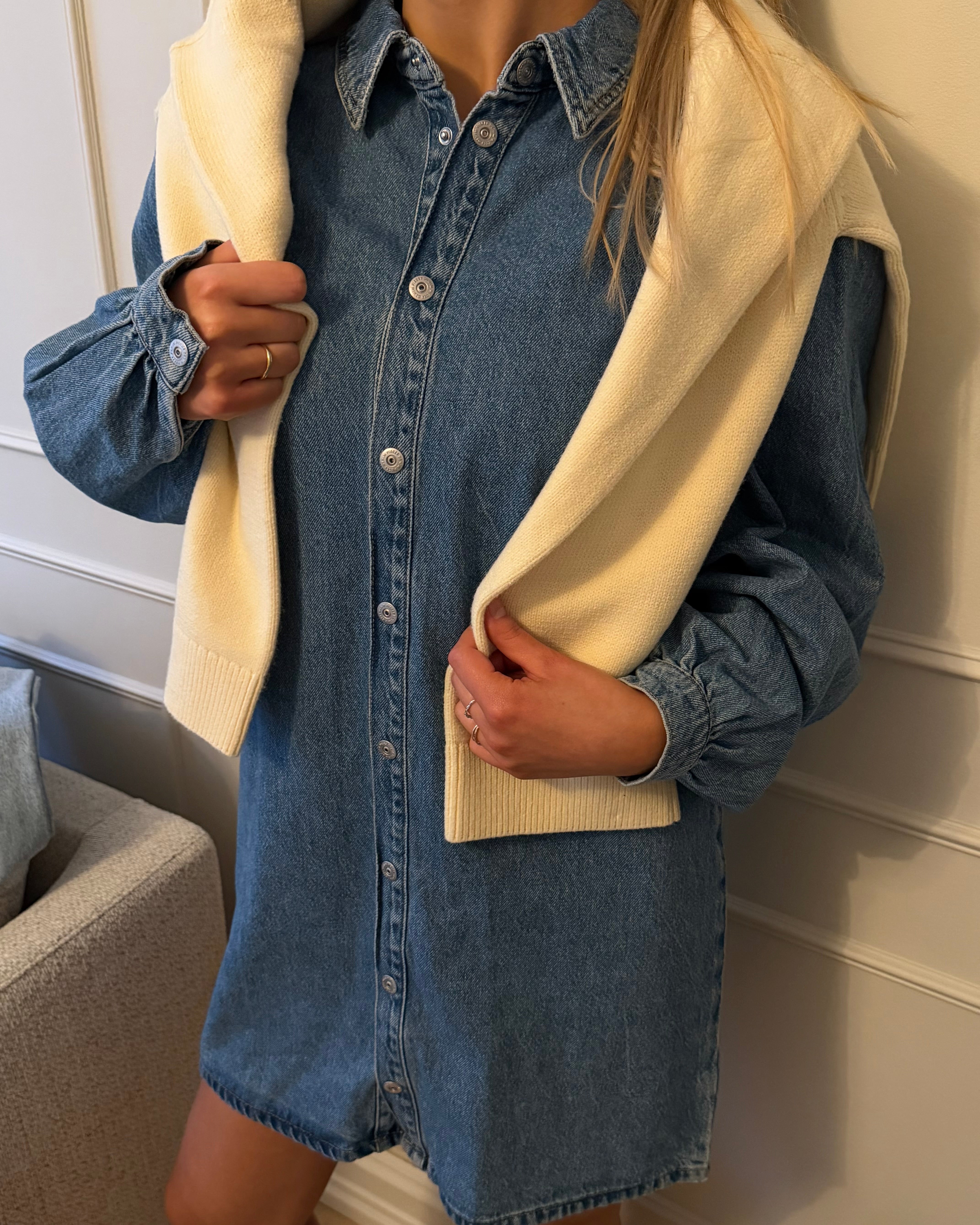 PCRITT Short Dress - Light Blue Denim